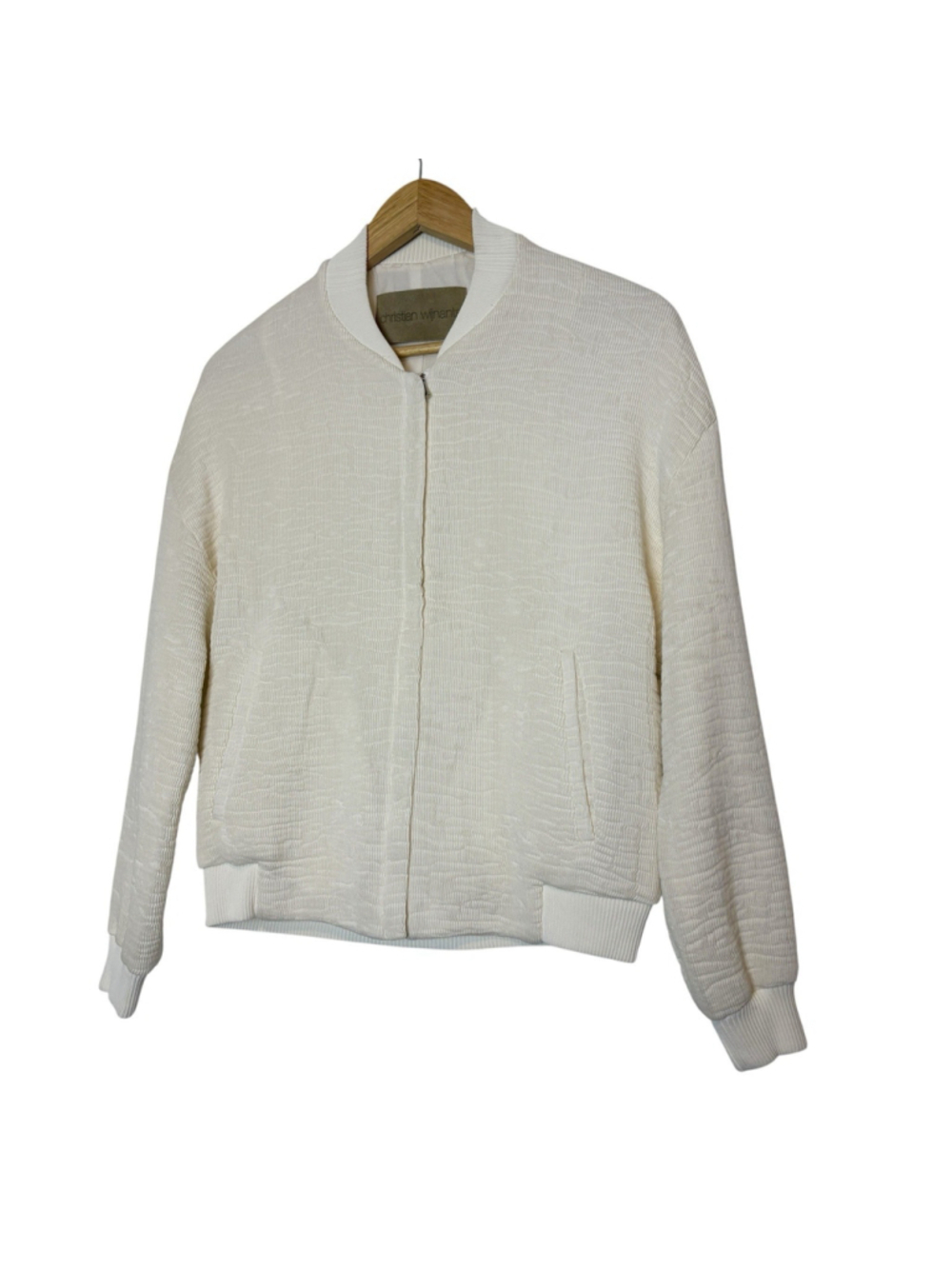 Christian Wijnants Textured Bomber Jacket Ivory White Minimalist Wool Size M - Picture 9 of 9